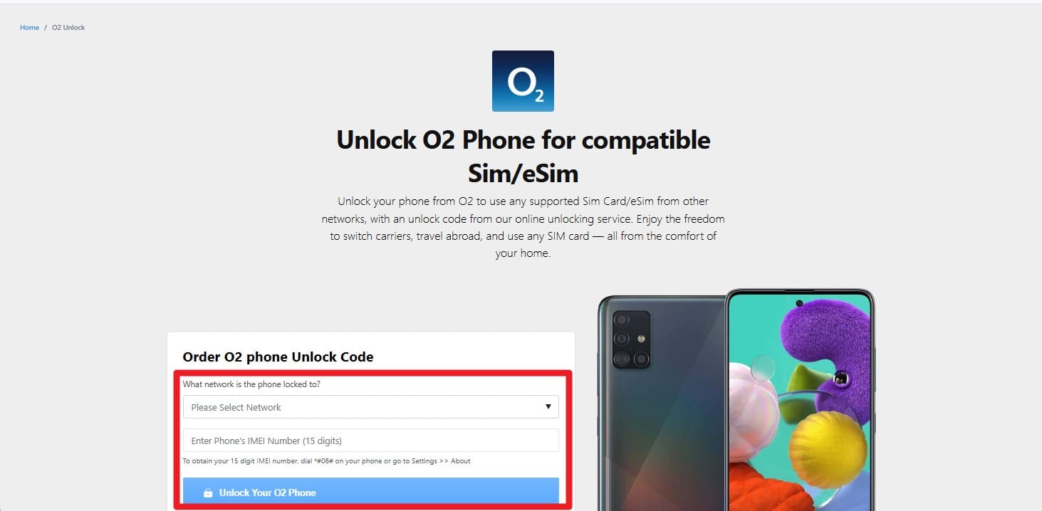 how to unlock my phone from o2