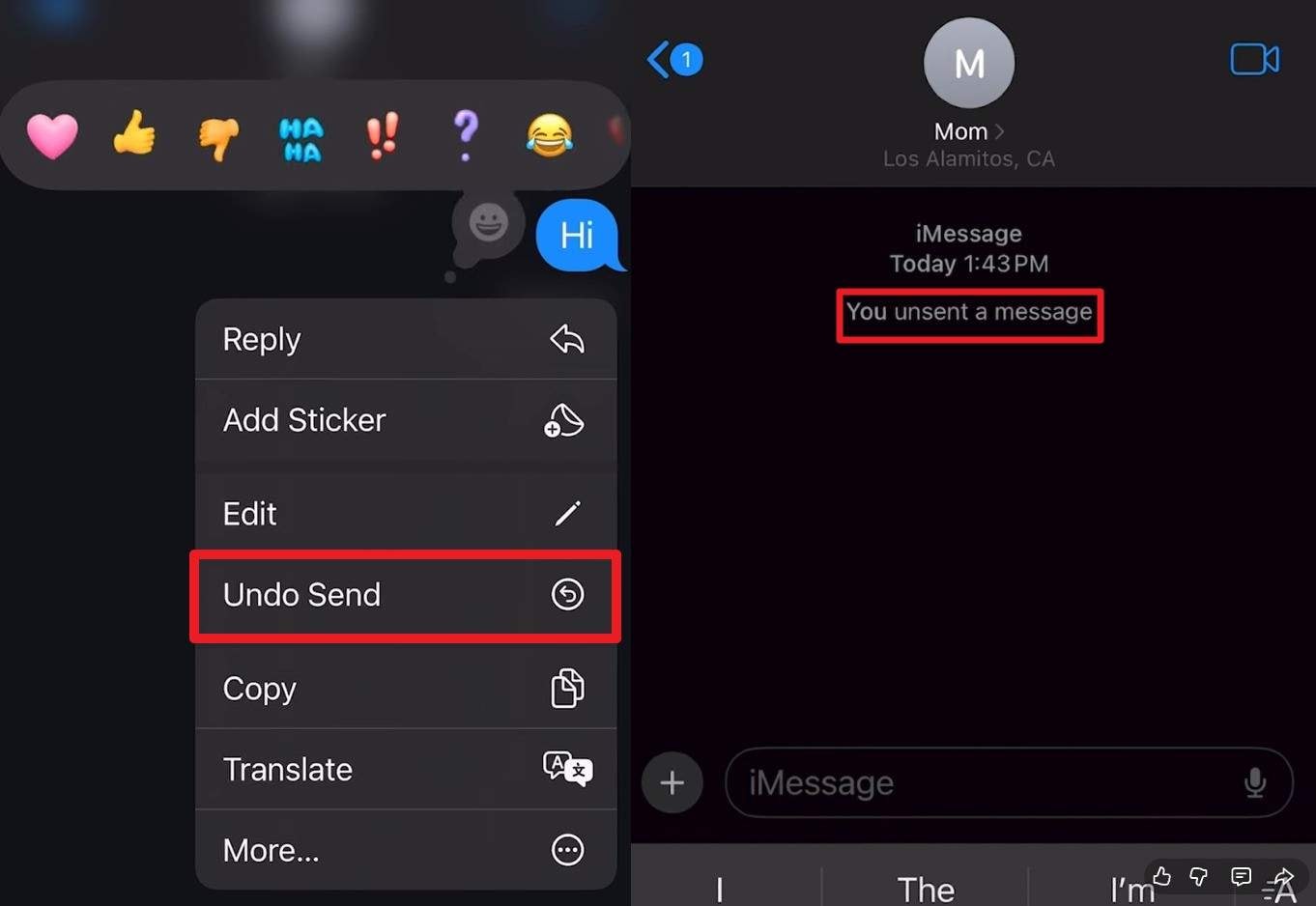 how do i unsend a text message on iphone