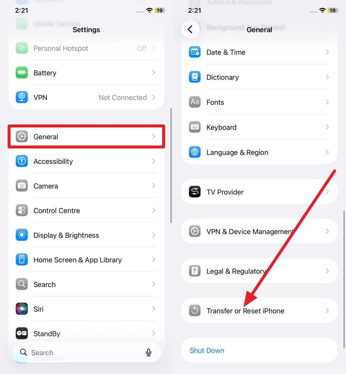 pick transfer or reset iphone