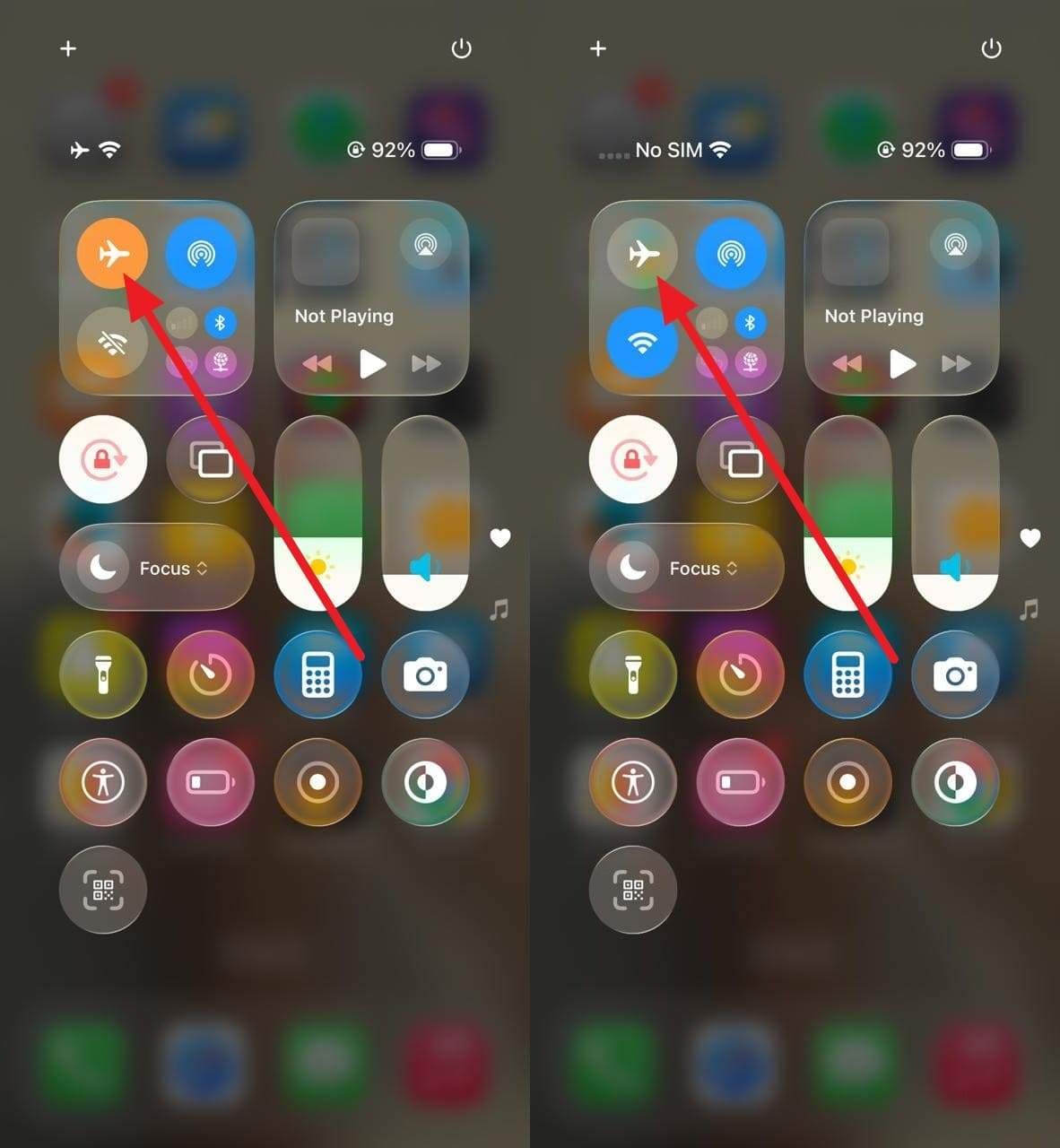 turn on and off airplane mode