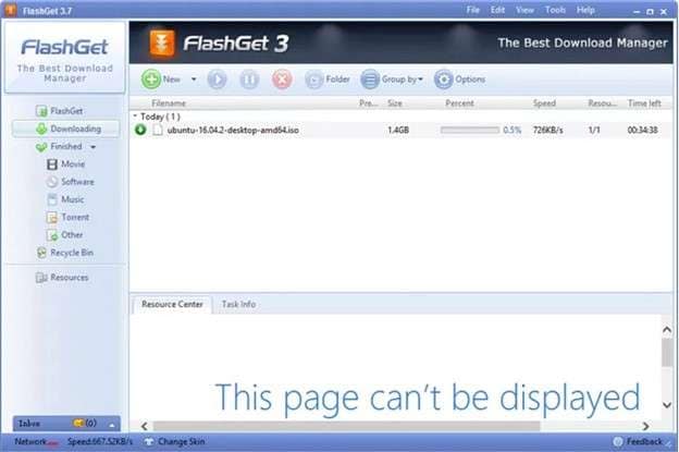FlashGet download manager in Windows 8