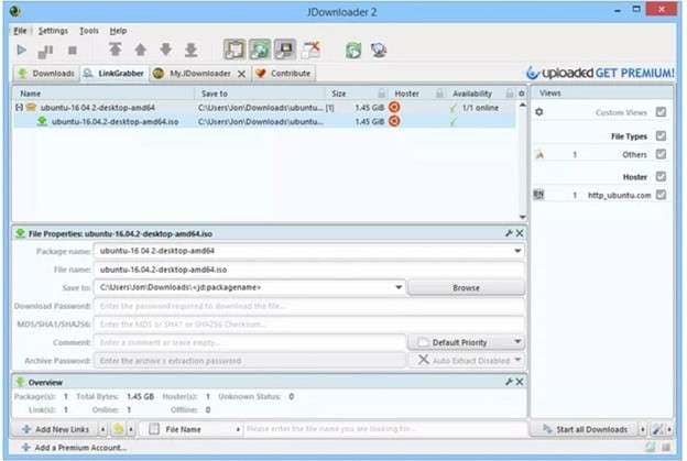 JDownloader 2 in Windows 8