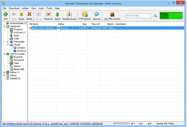 Internet Download Accelerator (IDA) in Windows 8