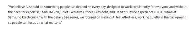 s26 ai features