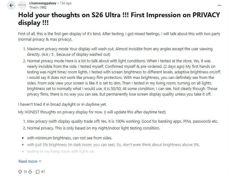 s26 ultra privacy screen