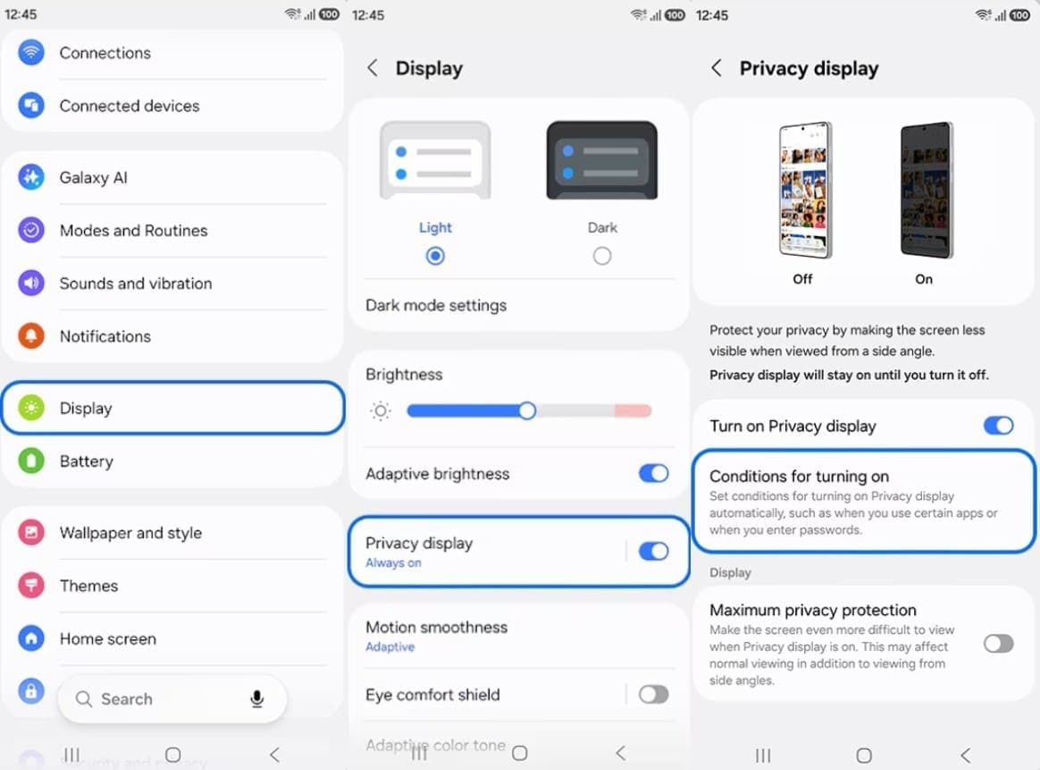 s26 ultra privacy display
