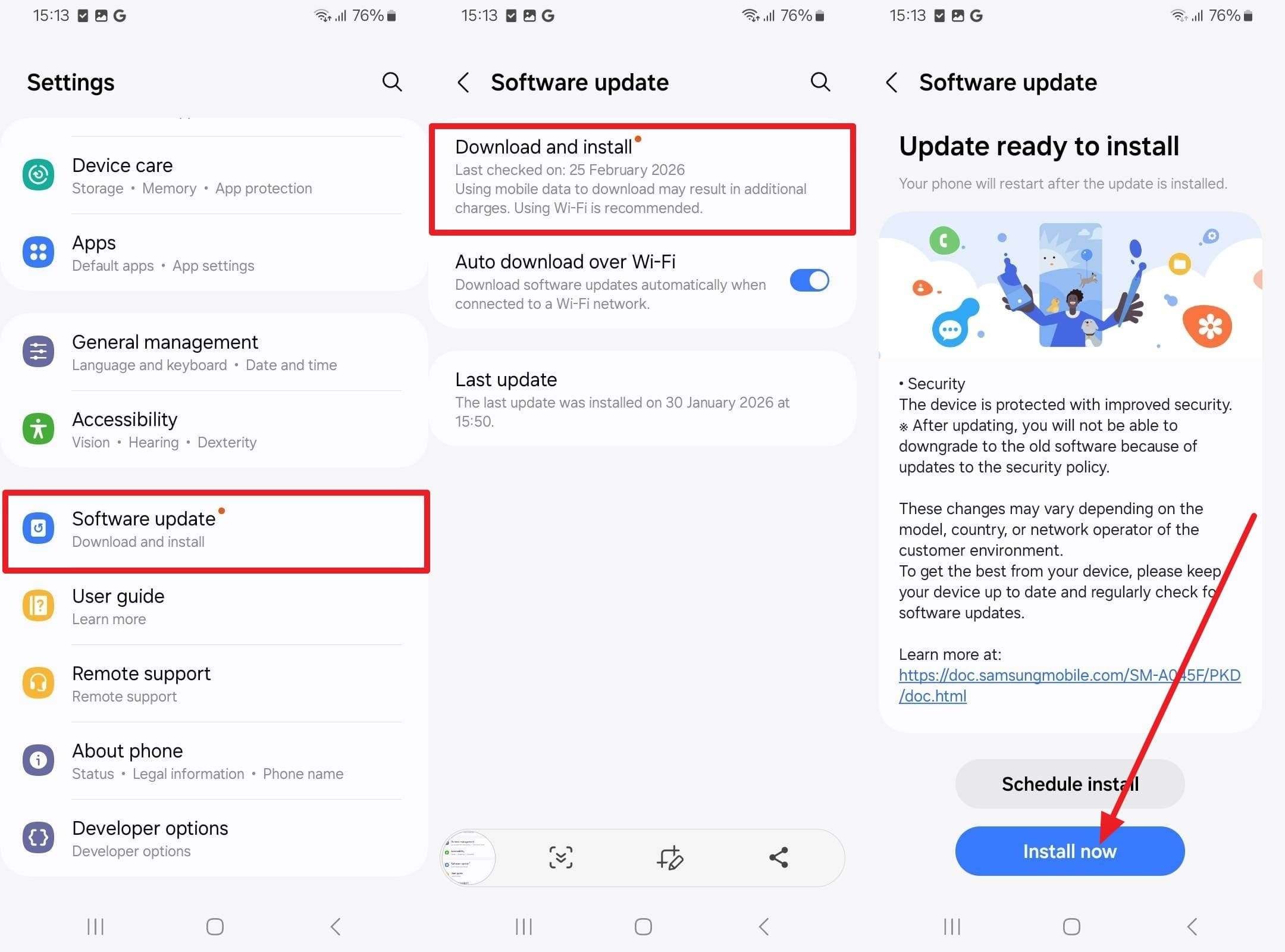 choose the install now button