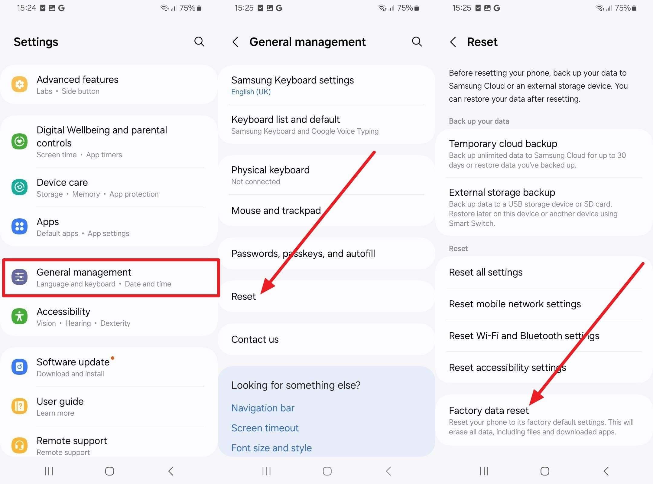 choose to factory reset device