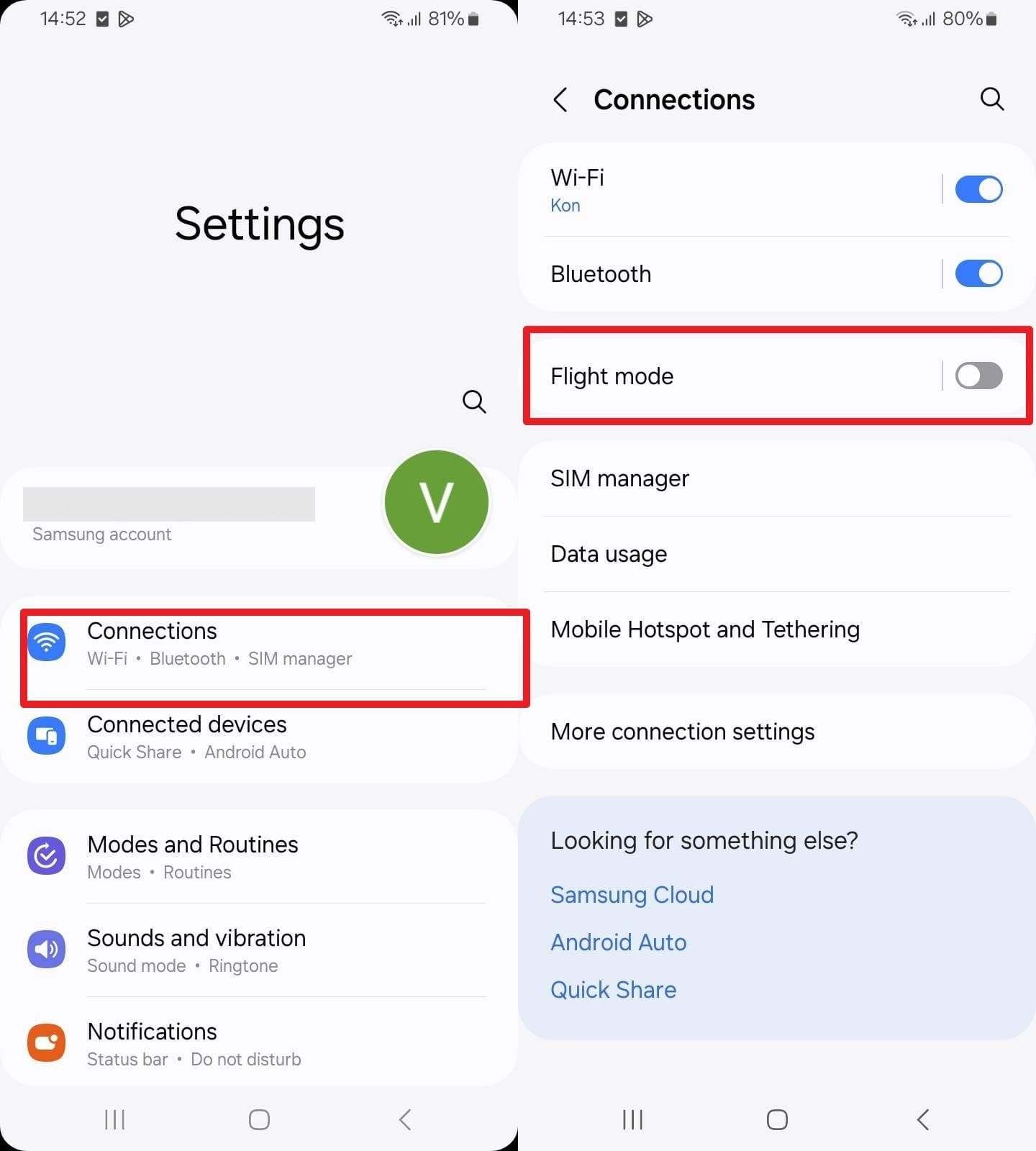 go to the connections option