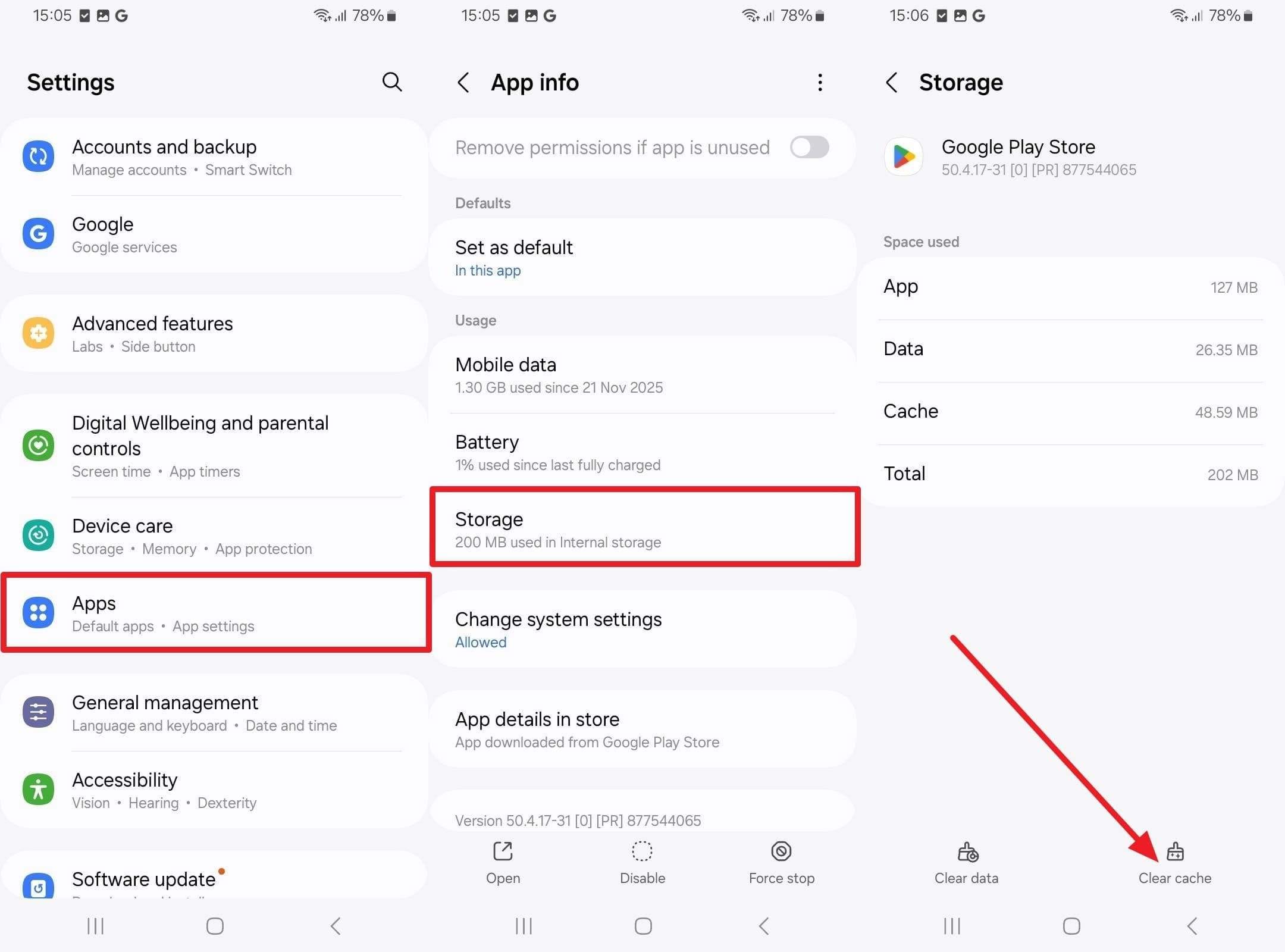 choose the clear cache option