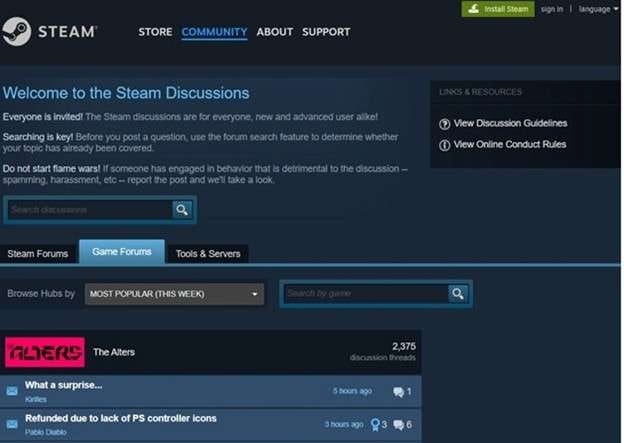 Steam interface