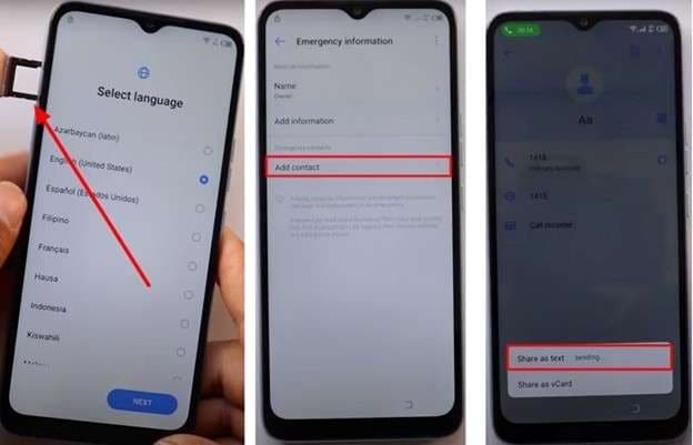 select and share saved contact