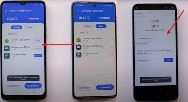 transfer three apps for frp bypass