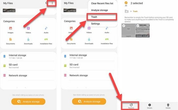 recover data from android via recycle bin