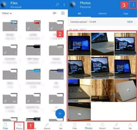 recover data from android via onedrive