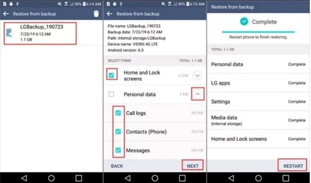 recover data from android via local backup