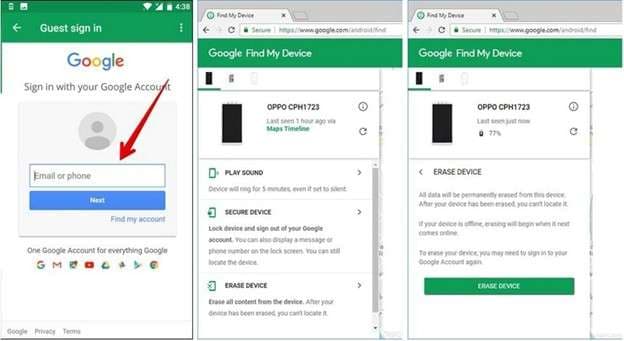 erase with find my device