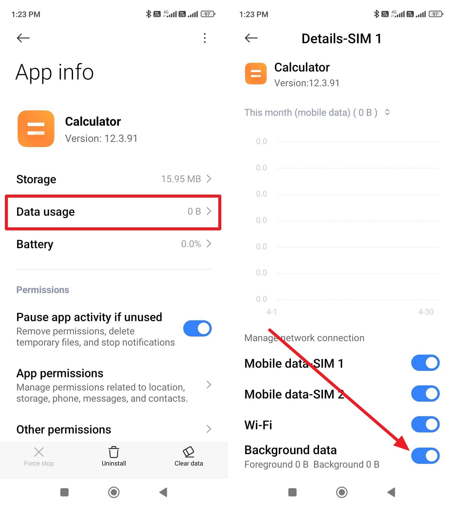 enable background data option