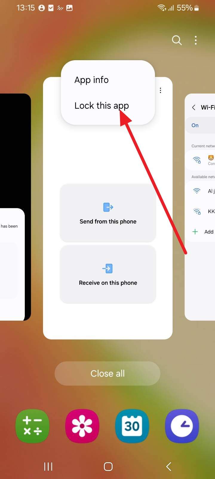 lock the app on android