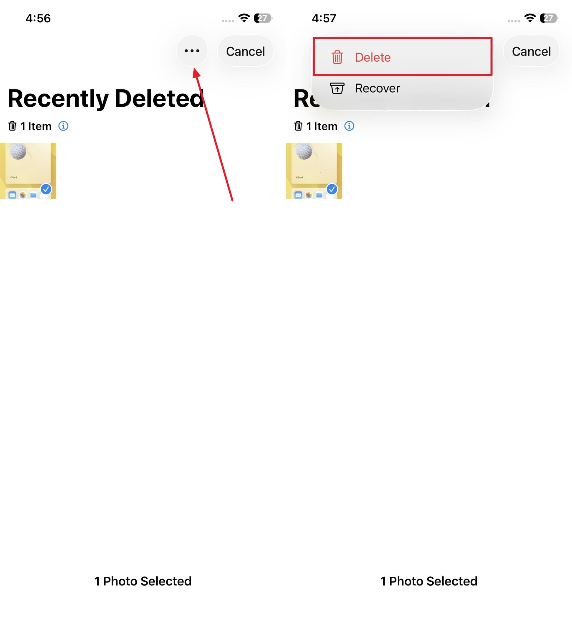 delete photos from recently deleted