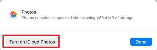 turn on icloud photos