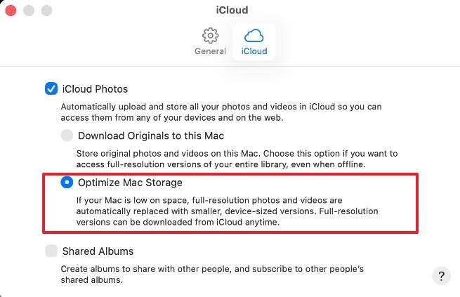 enable optimize mac storage
