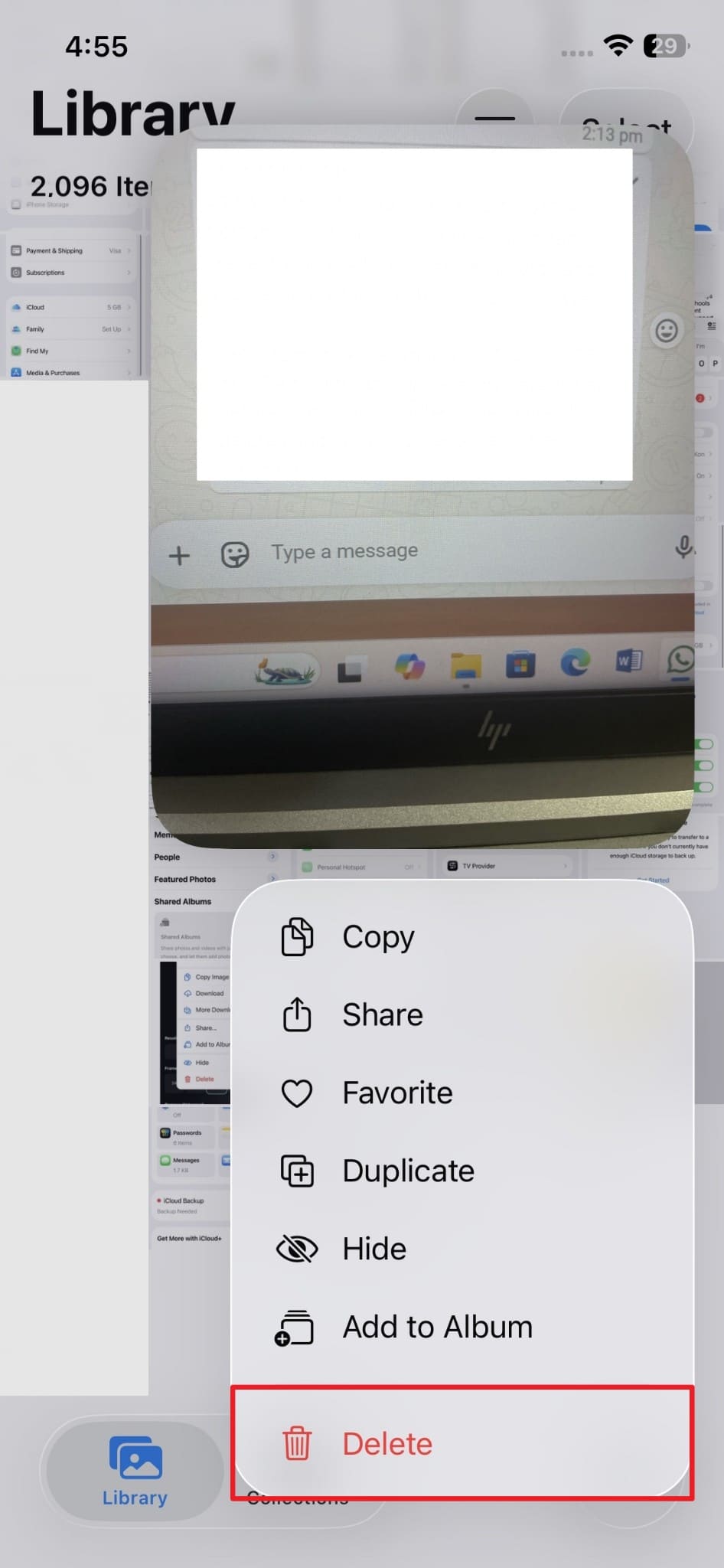 delete photo from library