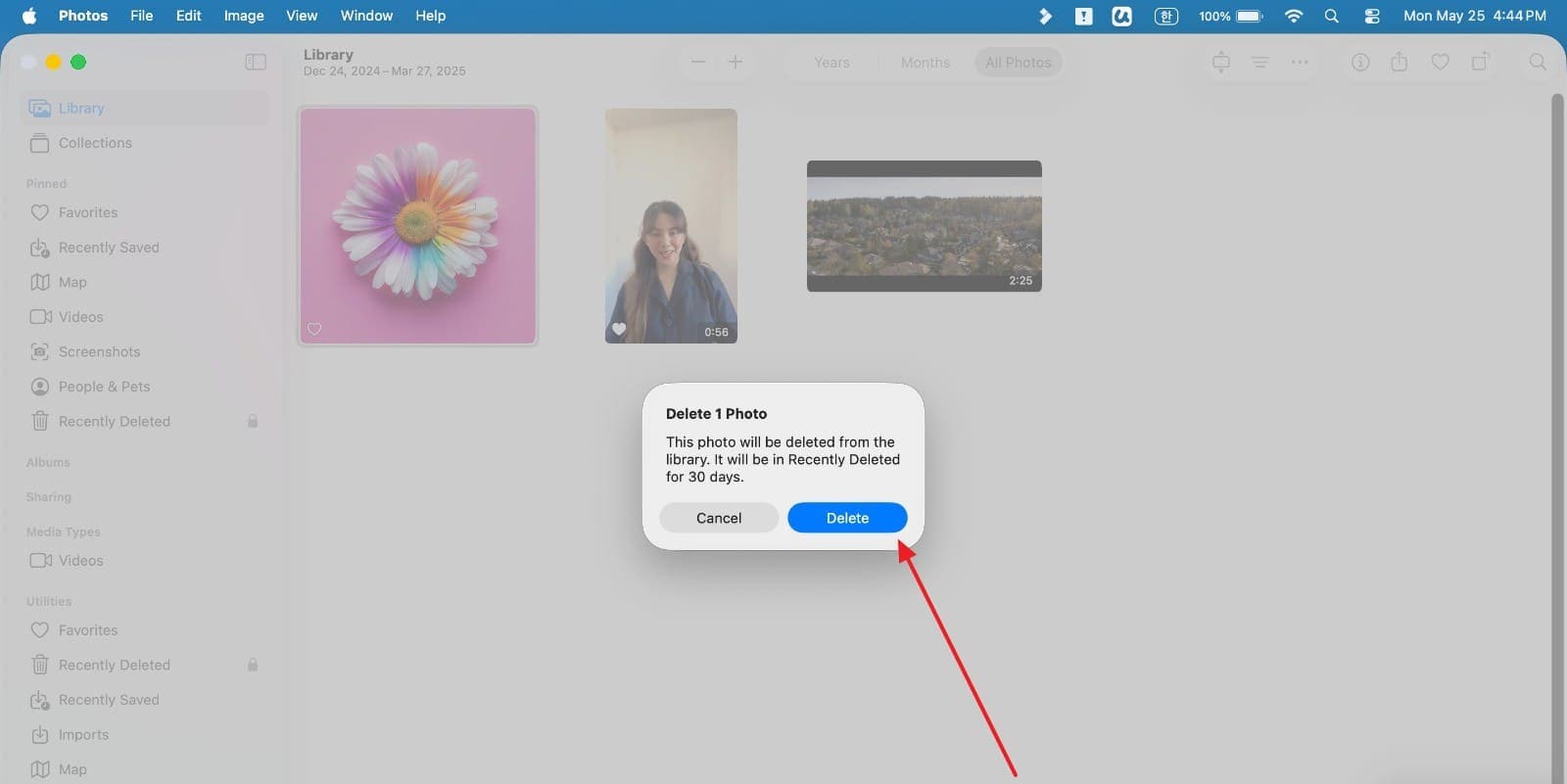 delete icloud photo on mac