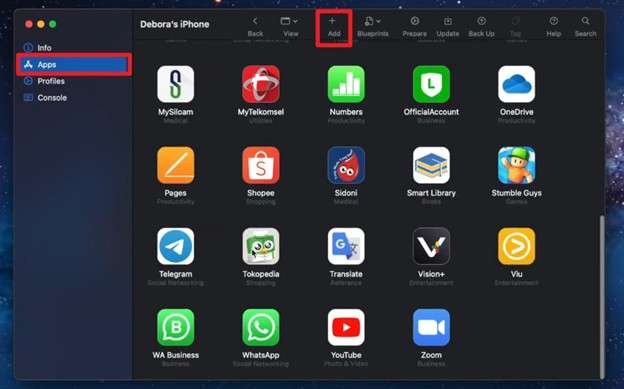 click on add under apps