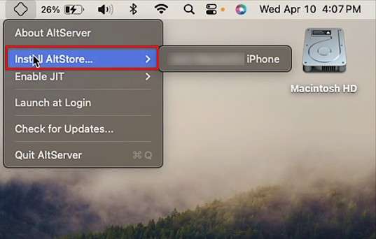 click install altstore
