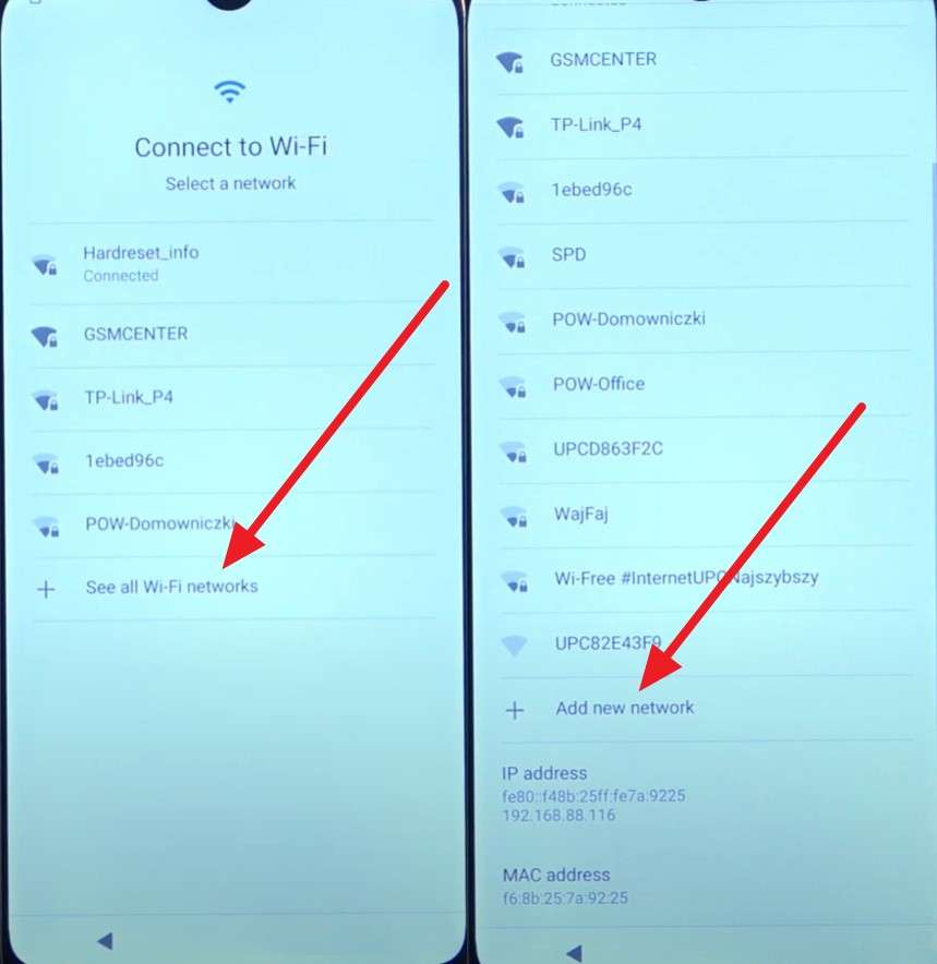 choose to add the network
