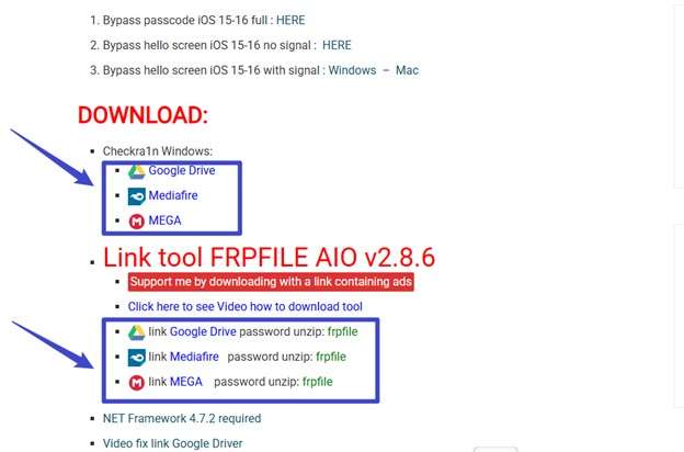 download checkra1n and frpfile aio tool