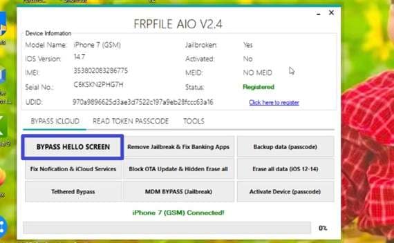 click bypass hello screen