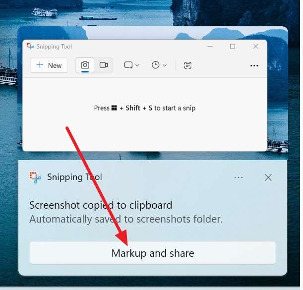 press markup and share button