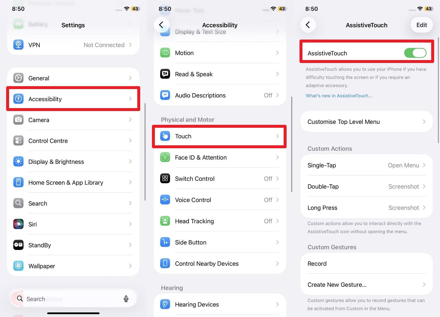choose assistive touch in settings