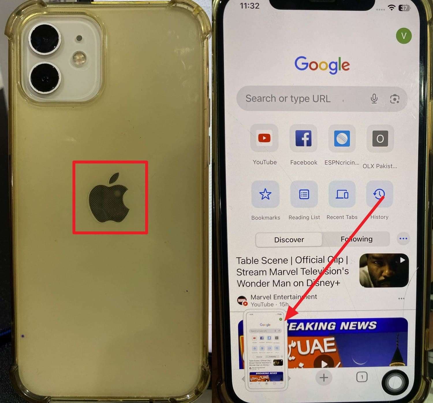 back tap the apple logo