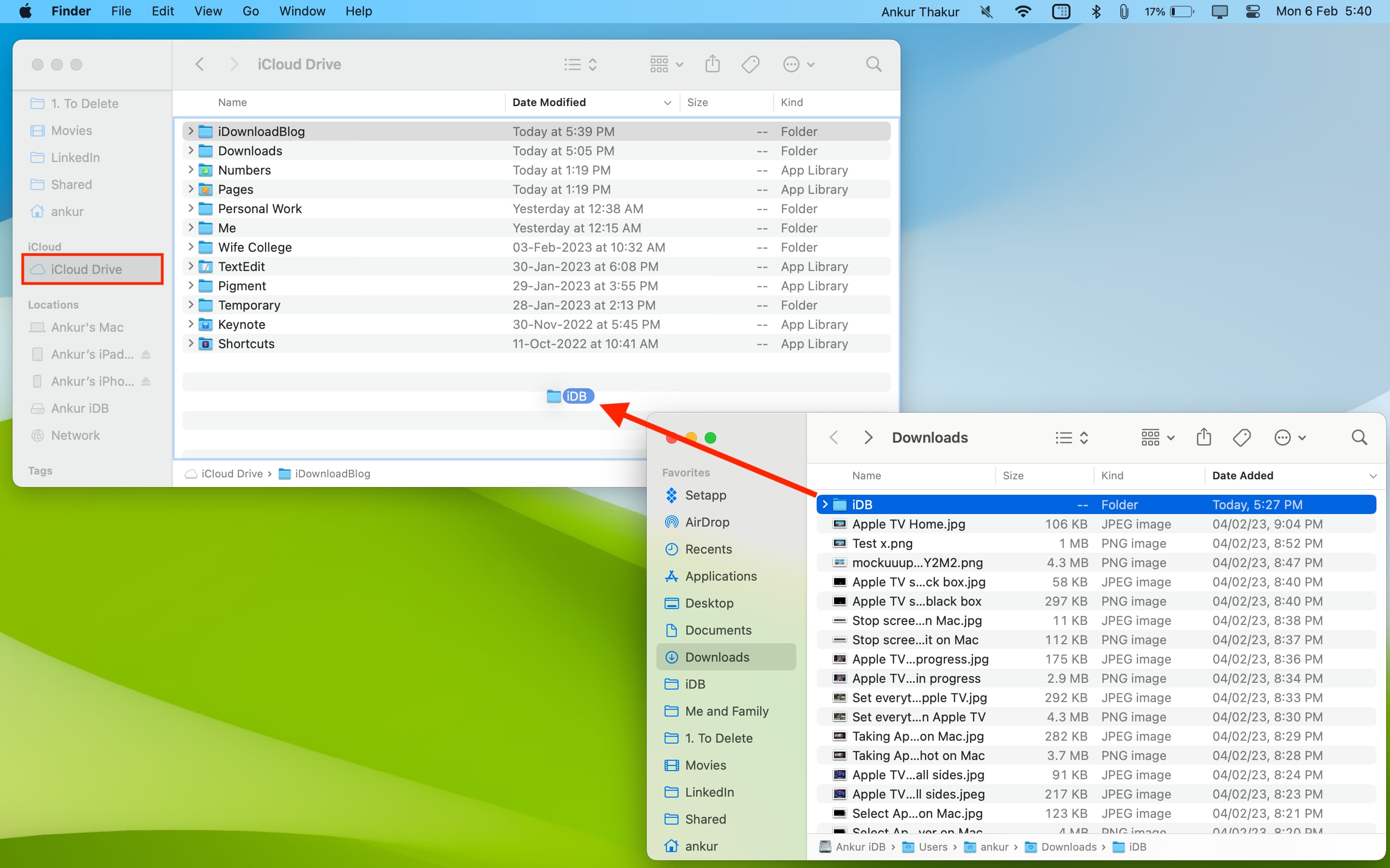 drag and drop or copy paste files on icloud drive