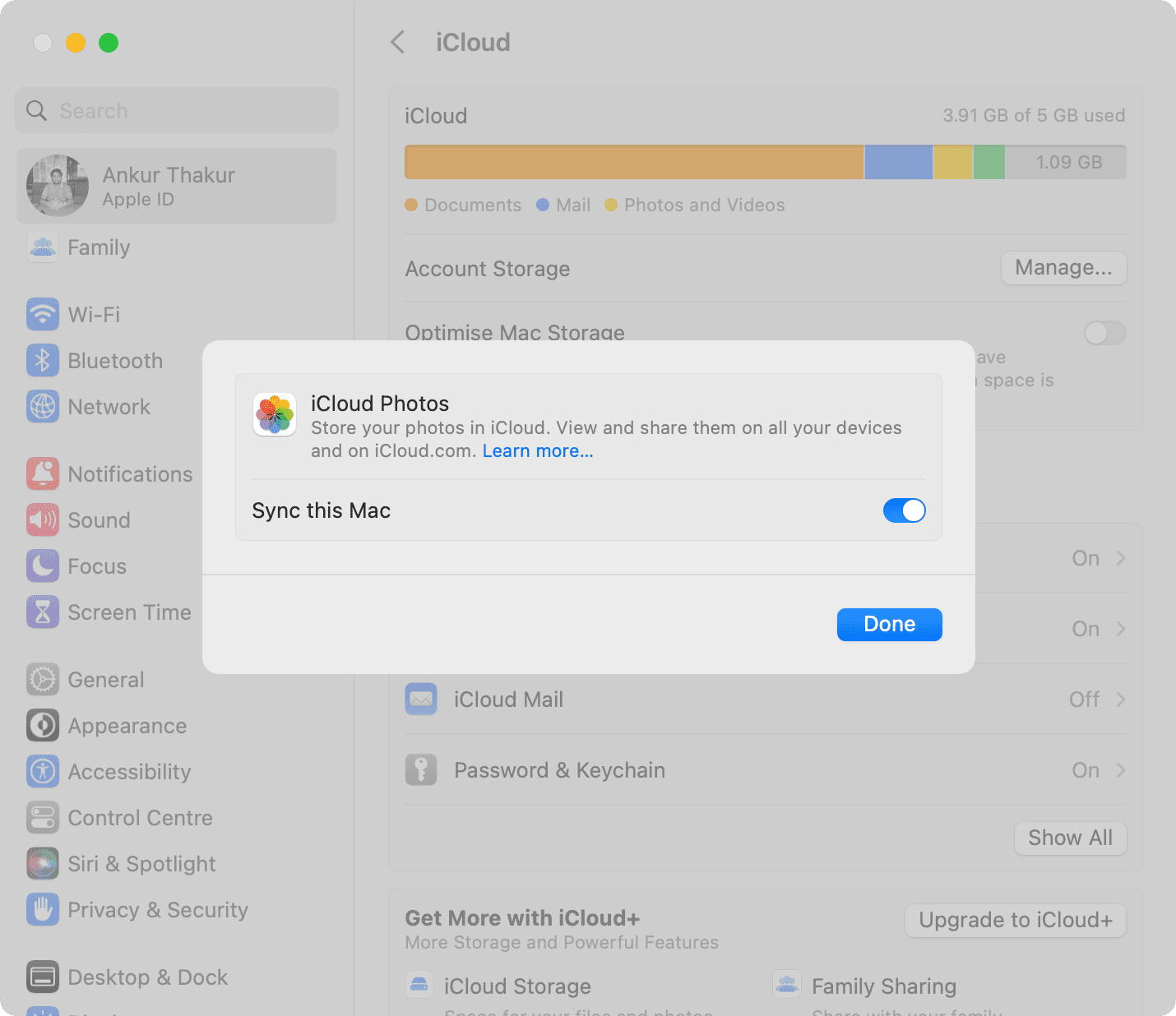 syncing photos with icloud on mac