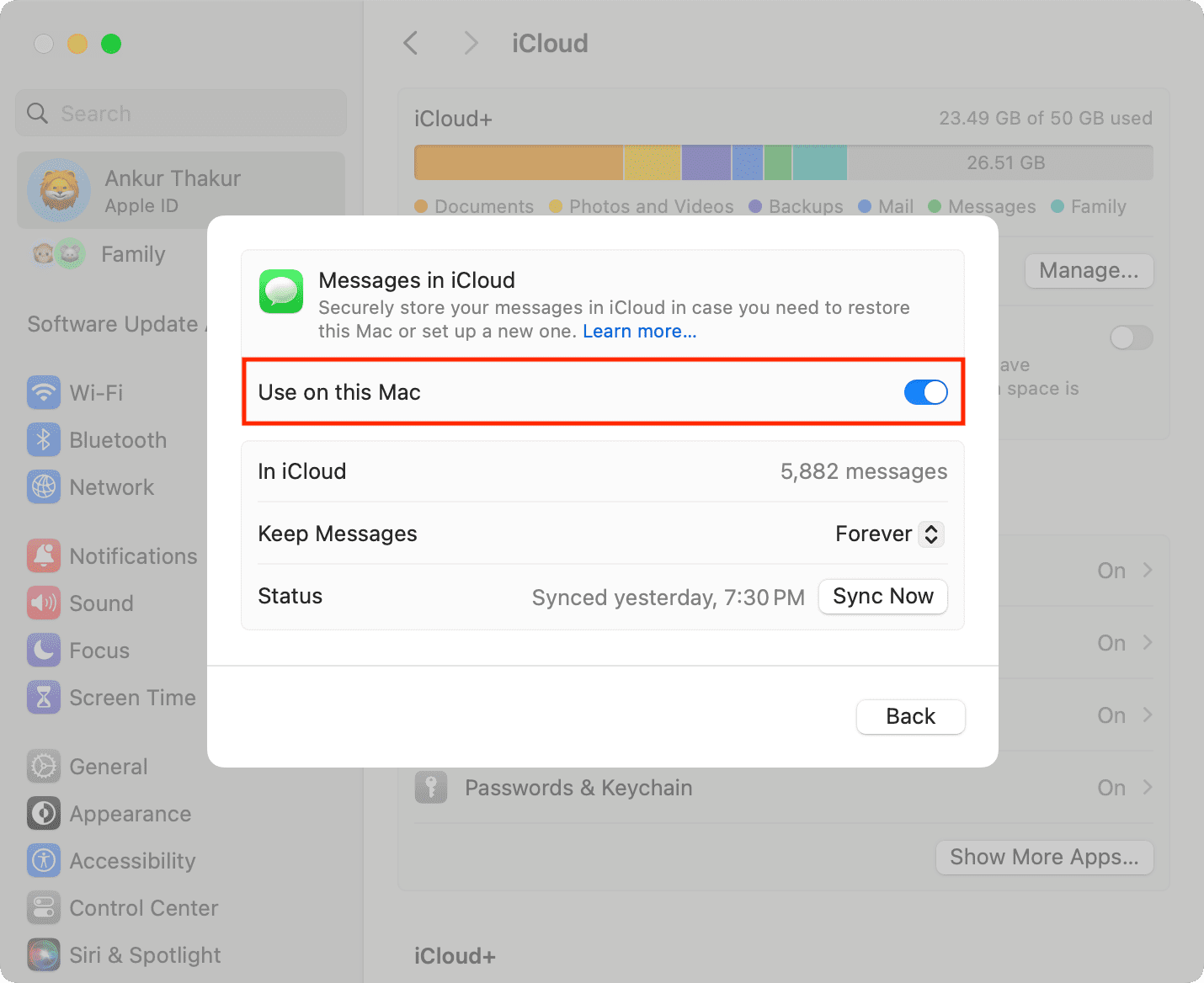 syncing messages with icloud