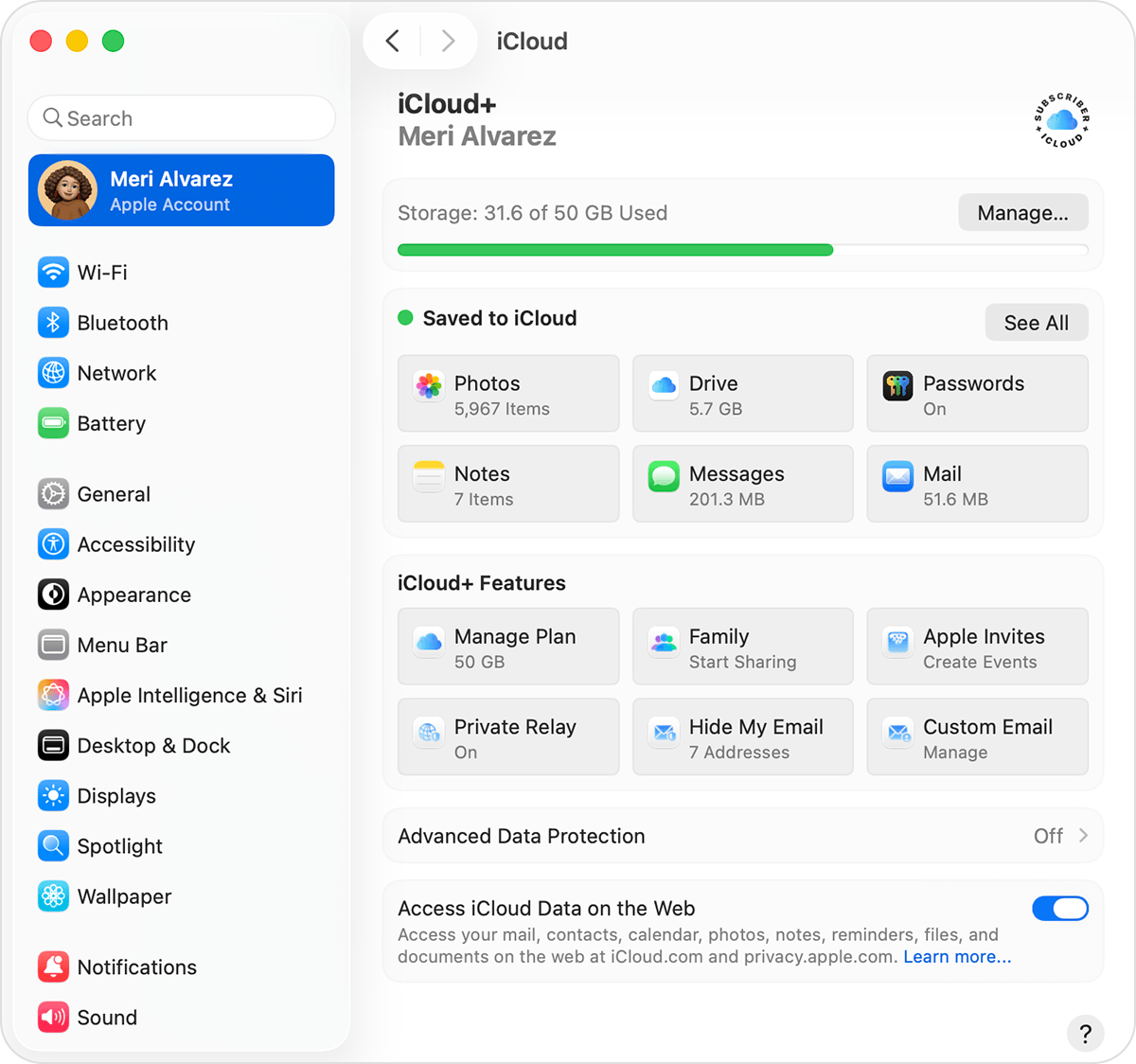 icloud status via finder