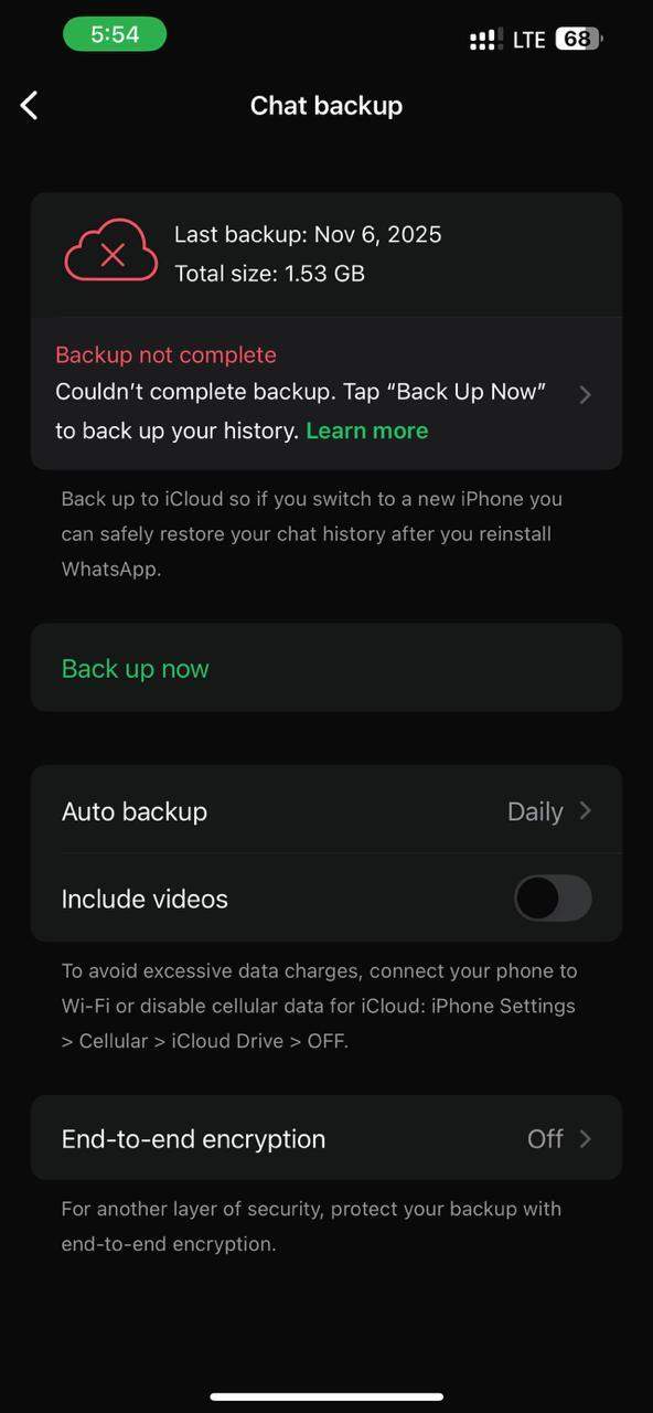 icloud whatsapp backup