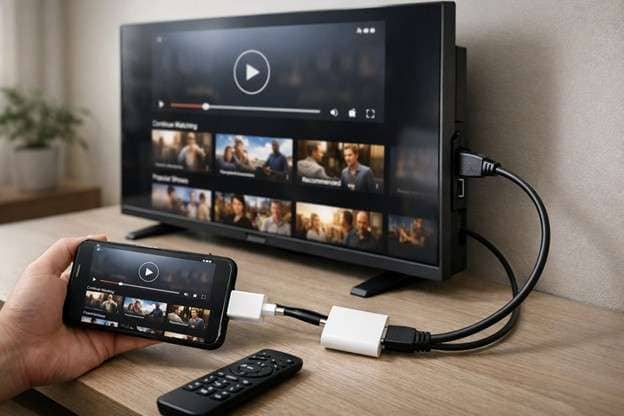 phone connected to tv with an hdmi cable