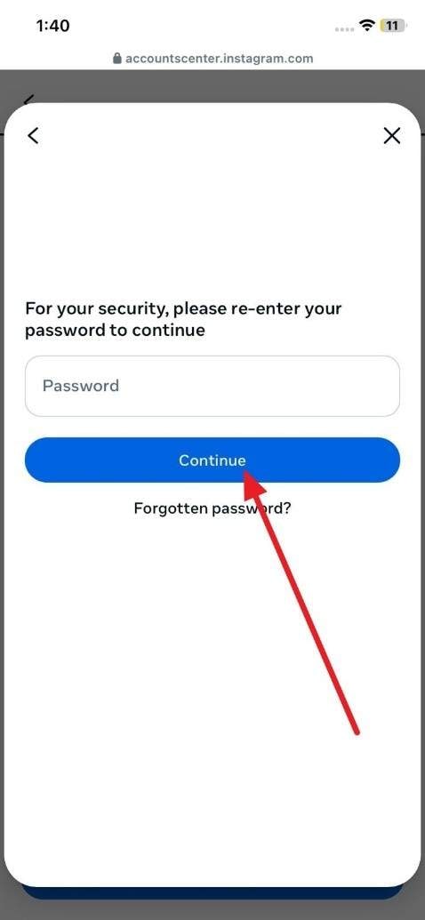 tap the continue button