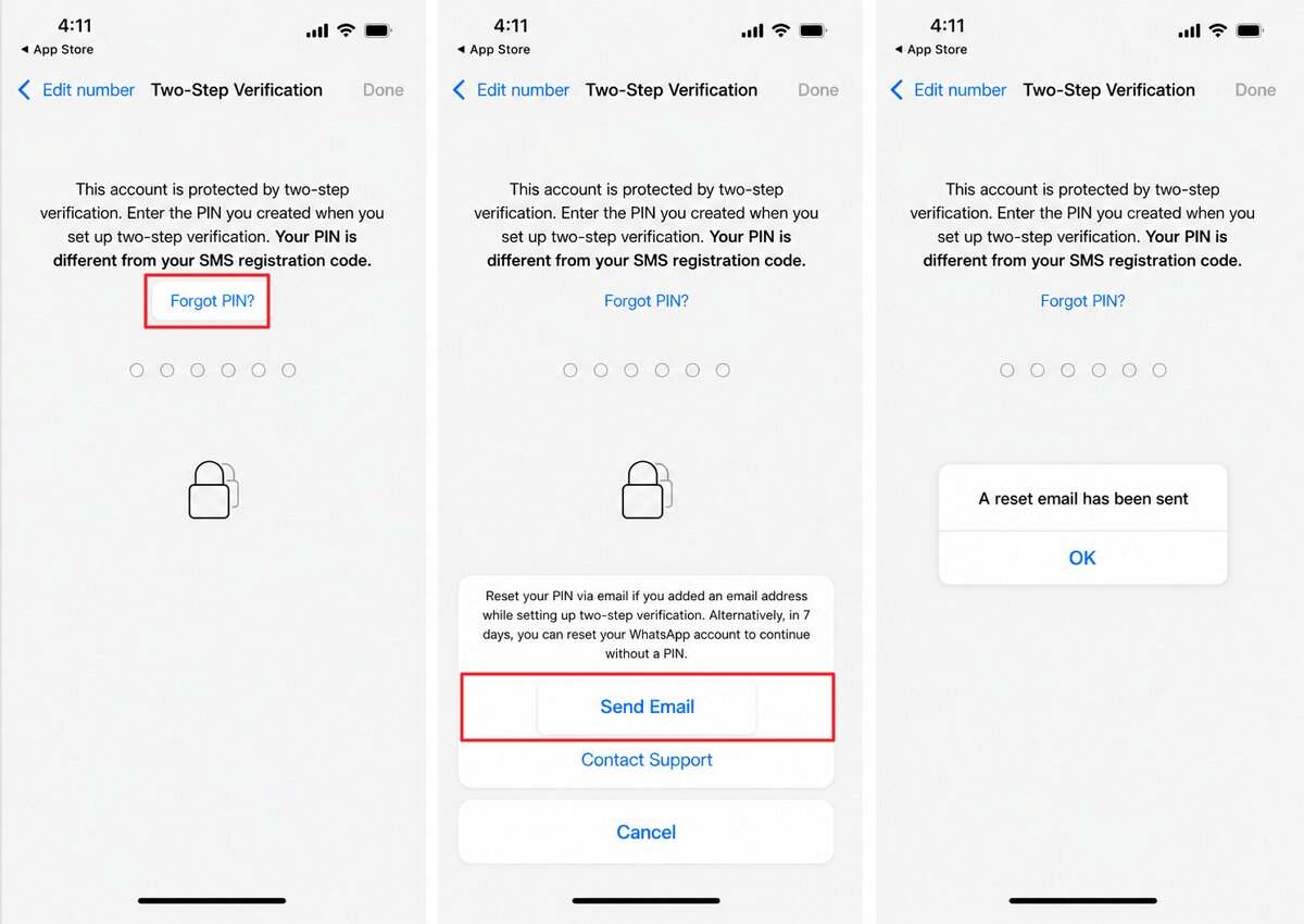 choose forget pin and send email