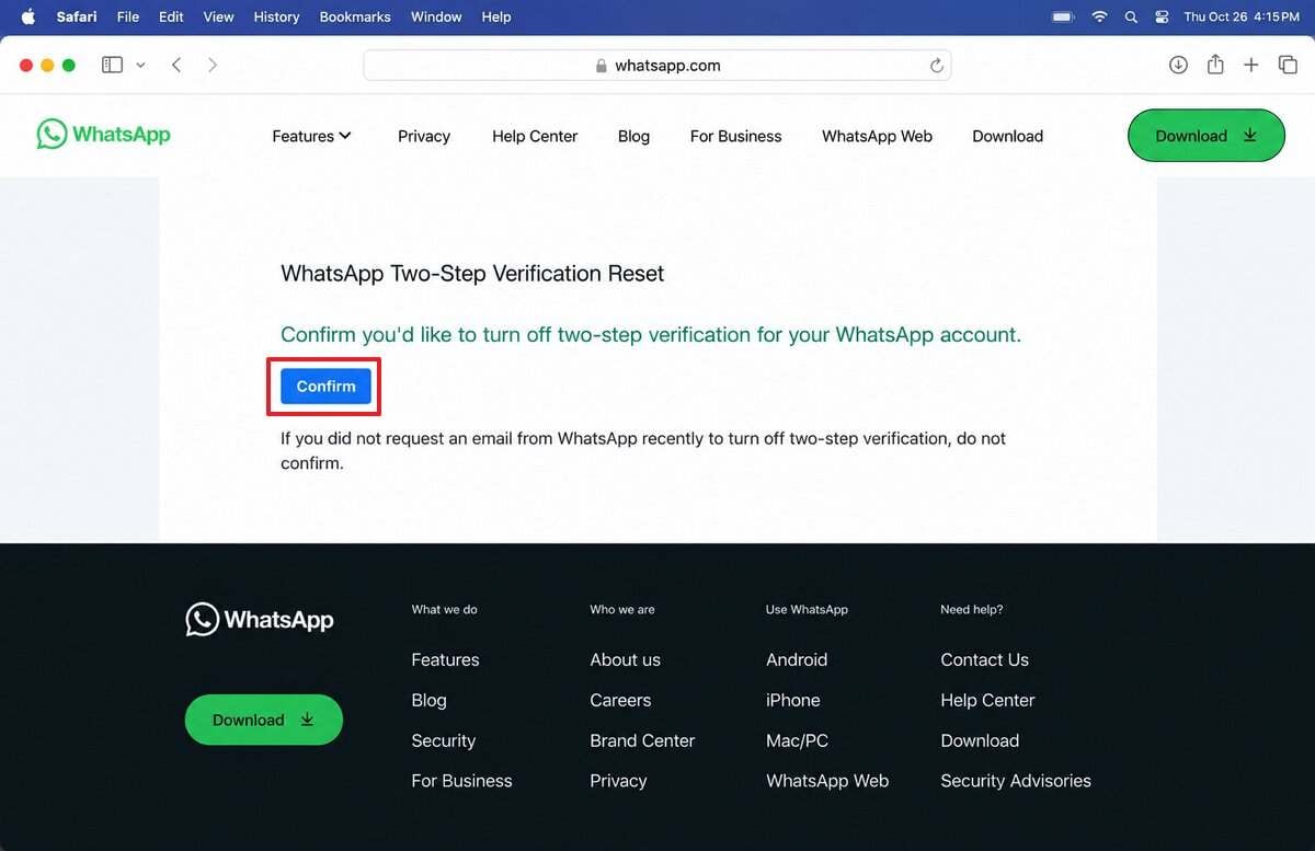 press link and confirm option