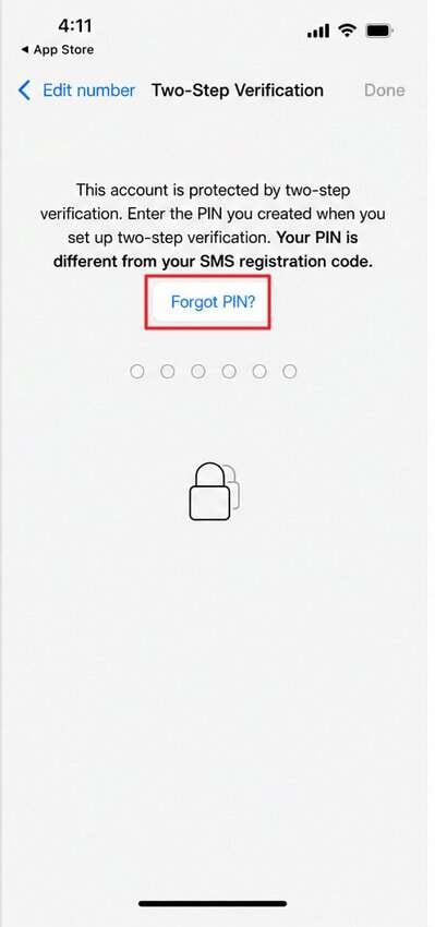tap the forget pin option