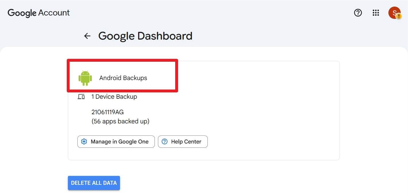 locate the android backup