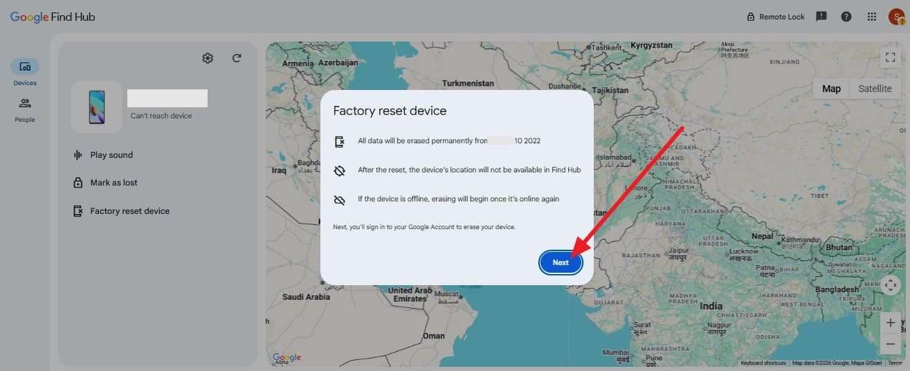 tap the next button