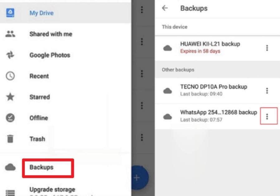 tap and locate backups