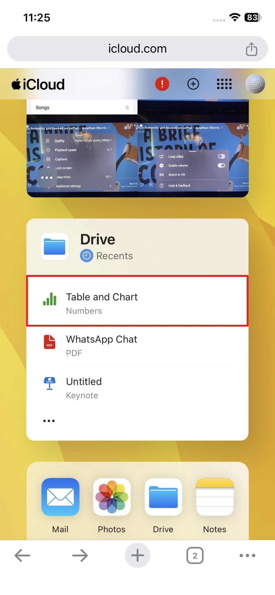 open file on icloud website